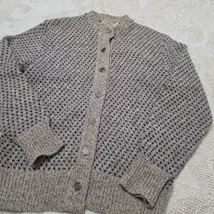 Vintage L.L.Bean Wool Cardigan Sweater Nordic Fair Isle Snowflake Buttons Medium